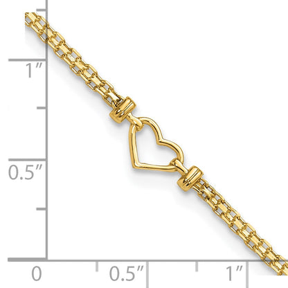 14K Gelbgold Poliert Offen-heart Kette Fußkettchen