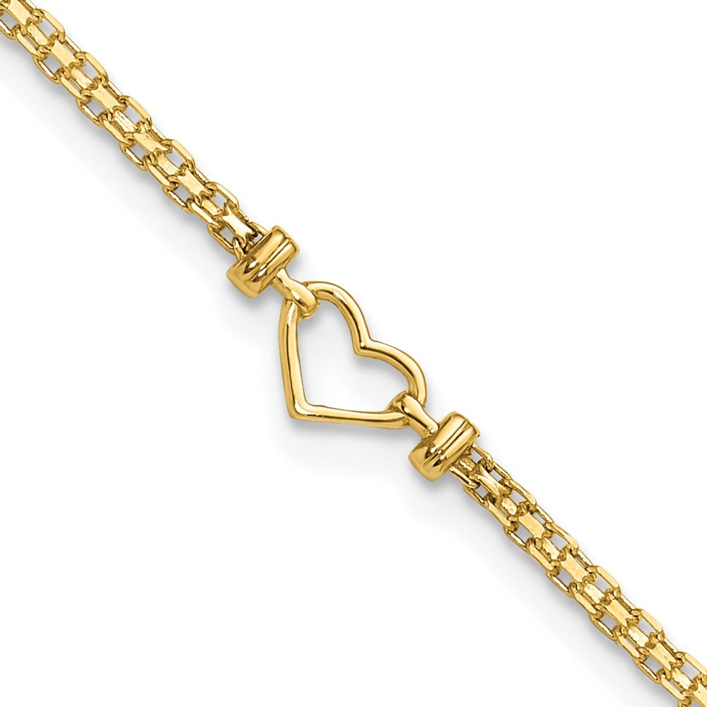 14K Gelbgold Poliert Offen-heart Kette Fußkettchen