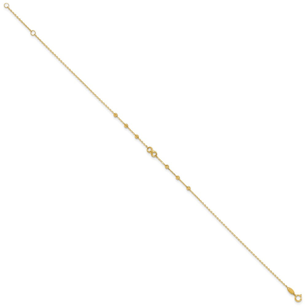 14K Gelbgold Unendlichkeit Symbol 10 Zoll Plus 1 Zoll Verlängerung. Fußkettchen