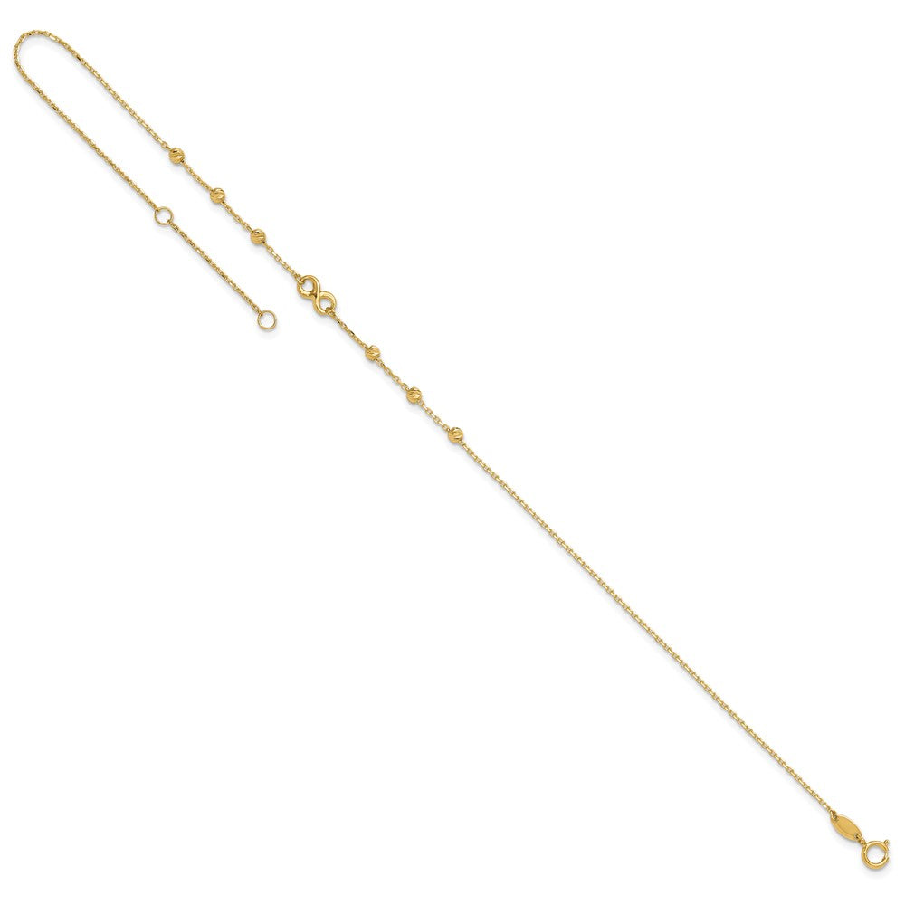 14K Gelbgold Unendlichkeit Symbol 10 Zoll Plus 1 Zoll Verlängerung. Fußkettchen
