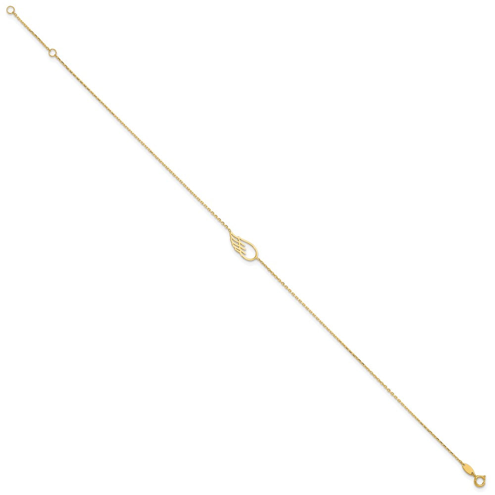 14K Gelbgold Flügel 10 Zoll Plus 1 Zoll Verlängerung. Fußkettchen