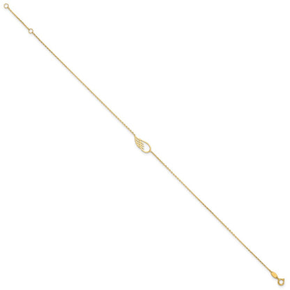 14K Gelbgold Flügel 10 Zoll Plus 1 Zoll Verlängerung. Fußkettchen
