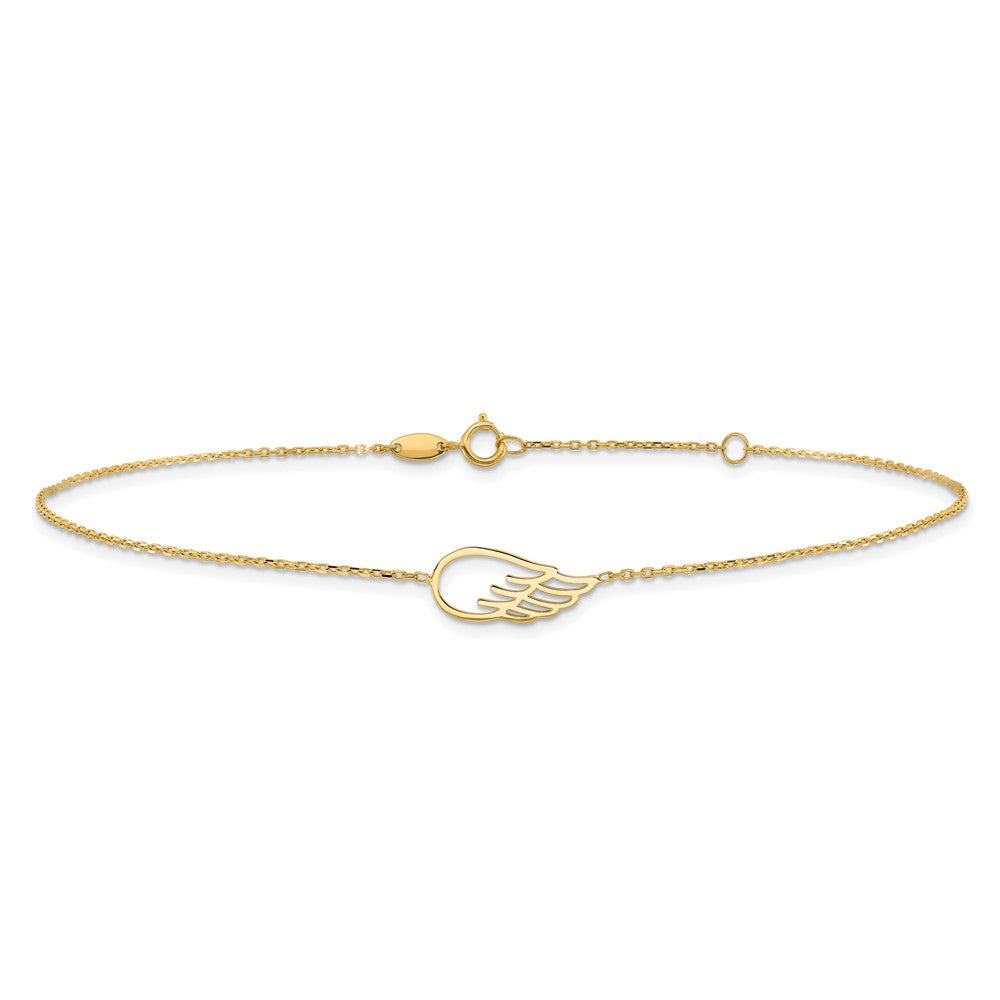 14K Gelbgold Flügel 10 Zoll Plus 1 Zoll Verlängerung. Fußkettchen