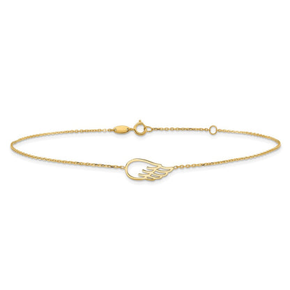 14K Gelbgold Flügel 10 Zoll Plus 1 Zoll Verlängerung. Fußkettchen