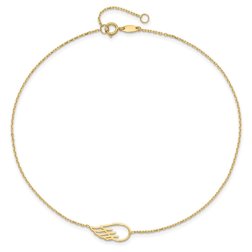 14K Gelbgold Flügel 10 Zoll Plus 1 Zoll Verlängerung. Fußkettchen