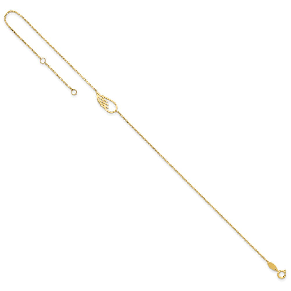 14K Gelbgold Flügel 10 Zoll Plus 1 Zoll Verlängerung. Fußkettchen