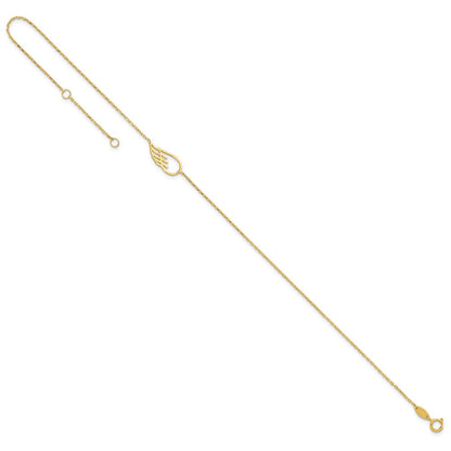 14K Gelbgold Flügel 10 Zoll Plus 1 Zoll Verlängerung. Fußkettchen