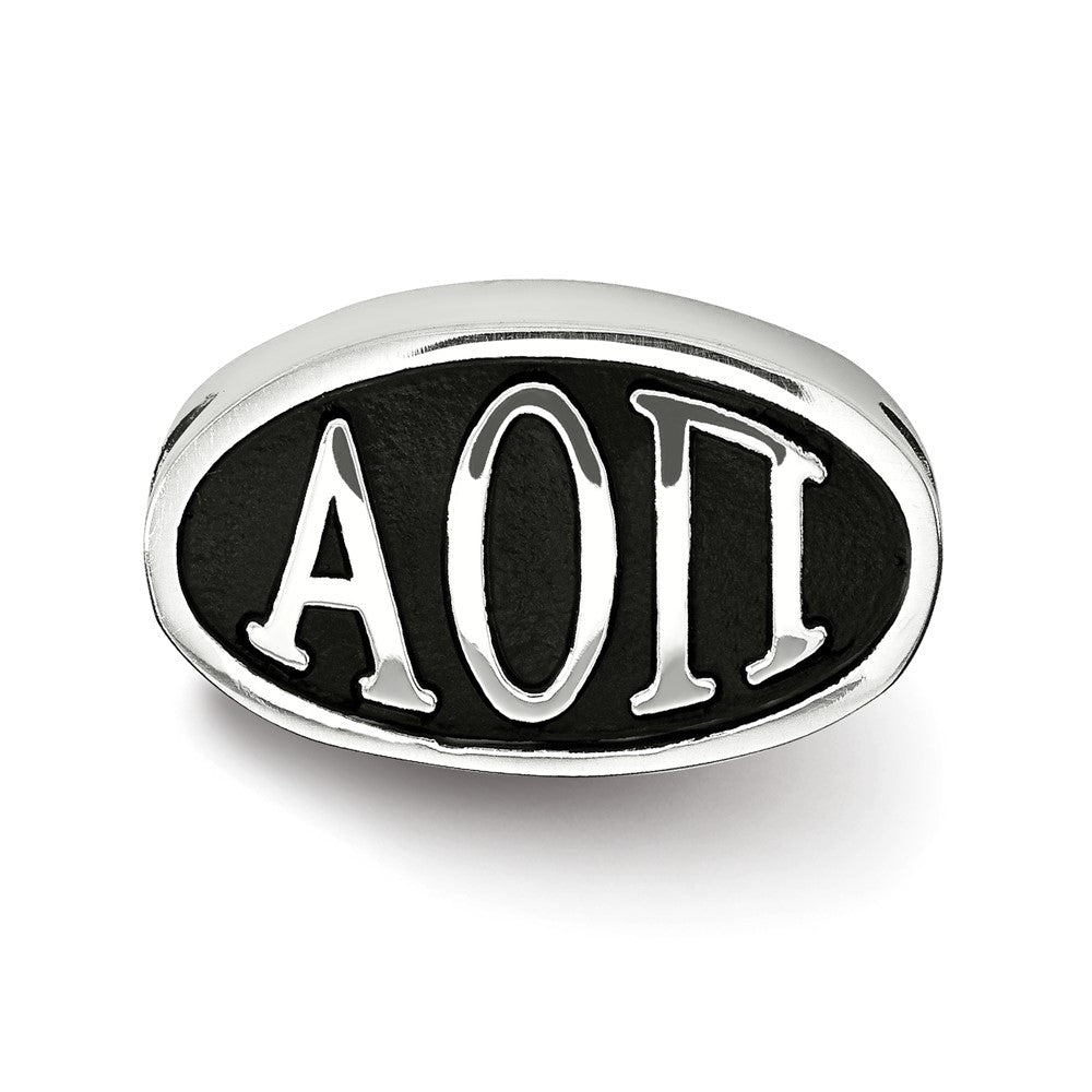 Sterlingsilber Logoart Alpha Omicron Pi Oval Buchstaben Perle