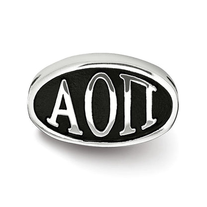 Sterlingsilber Logoart Alpha Omicron Pi Oval Buchstaben Perle