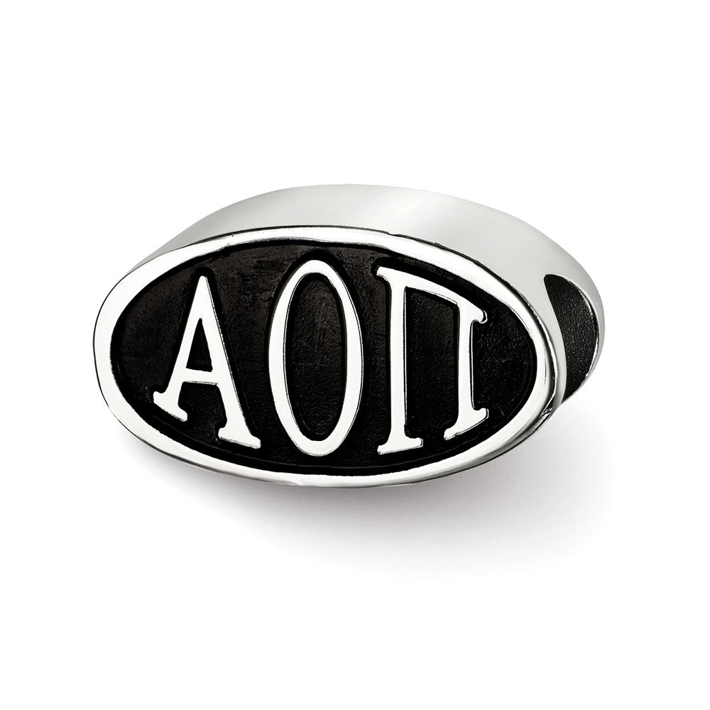 Sterlingsilber Logoart Alpha Omicron Pi Oval Buchstaben Perle