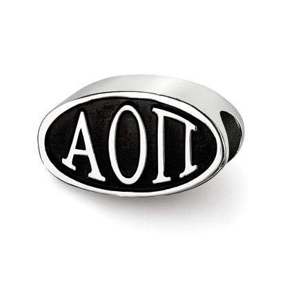 Sterlingsilber Logoart Alpha Omicron Pi Oval Buchstaben Perle