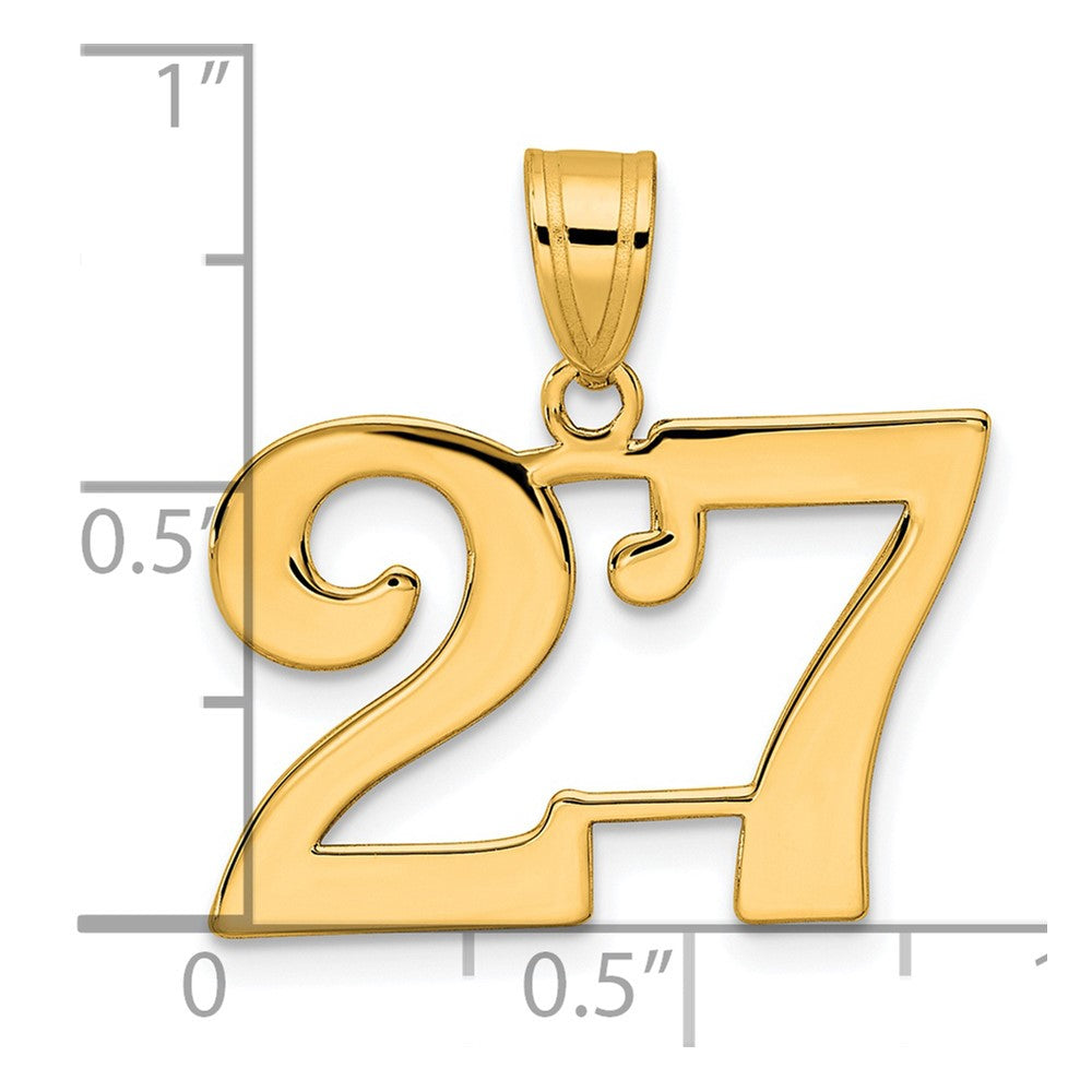 14K Gelbgold Polierter Anhänger Zahl 27