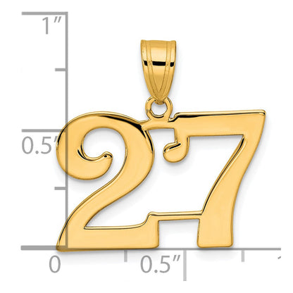 14K Gelbgold Polierter Anhänger Zahl 27