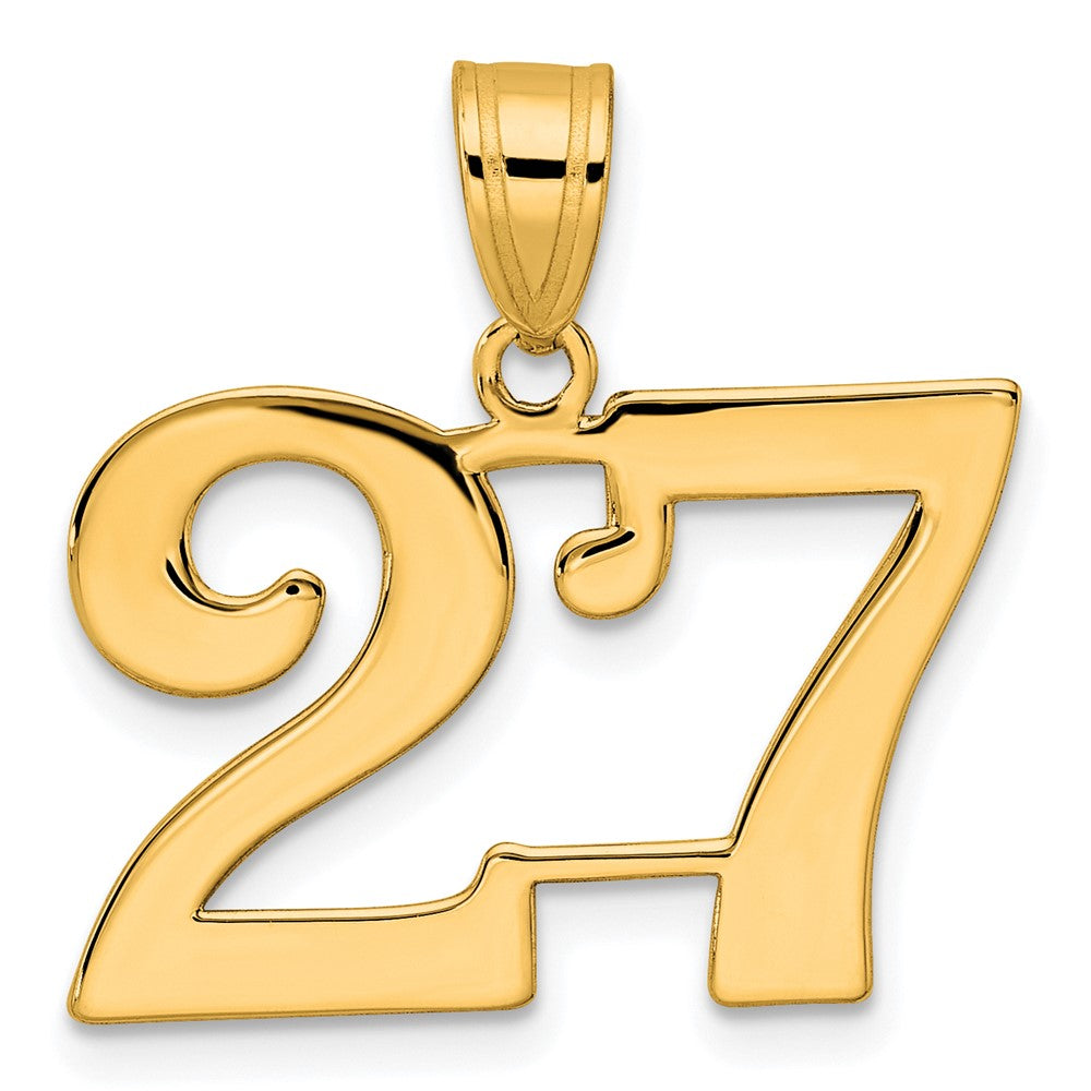 14K Gelbgold Polierter Anhänger Zahl 27
