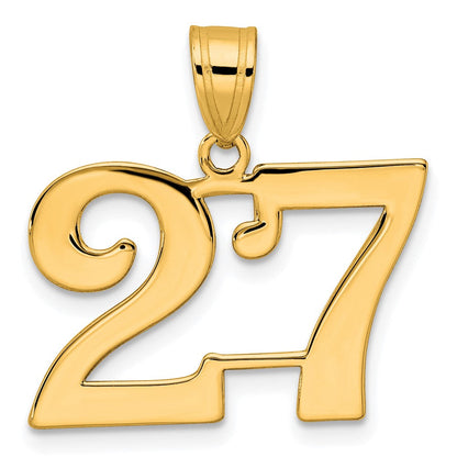 14K Gelbgold Polierter Anhänger Zahl 27