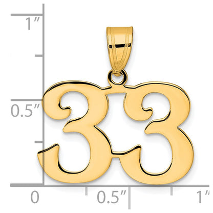 14K Gelbgold Polierter Anhänger Zahl 33