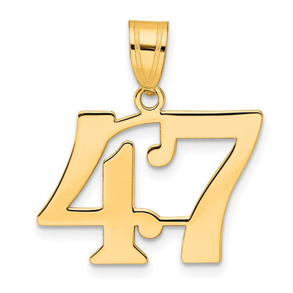 14K Gelbgold polierter Anhänger Zahl 47