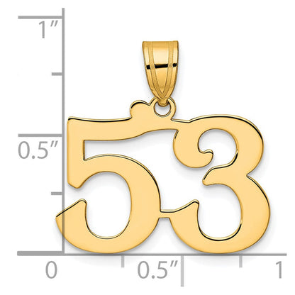 14K Gelbgold polierter Anhänger Zahl 53