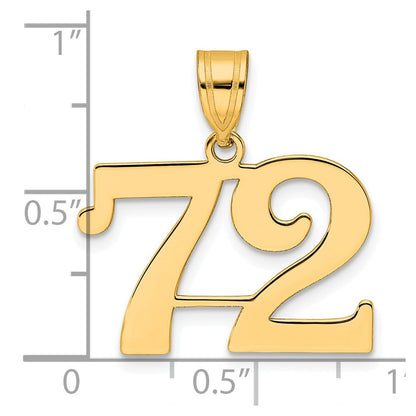 14K Gelbgold Polierter Anhänger Zahl 72