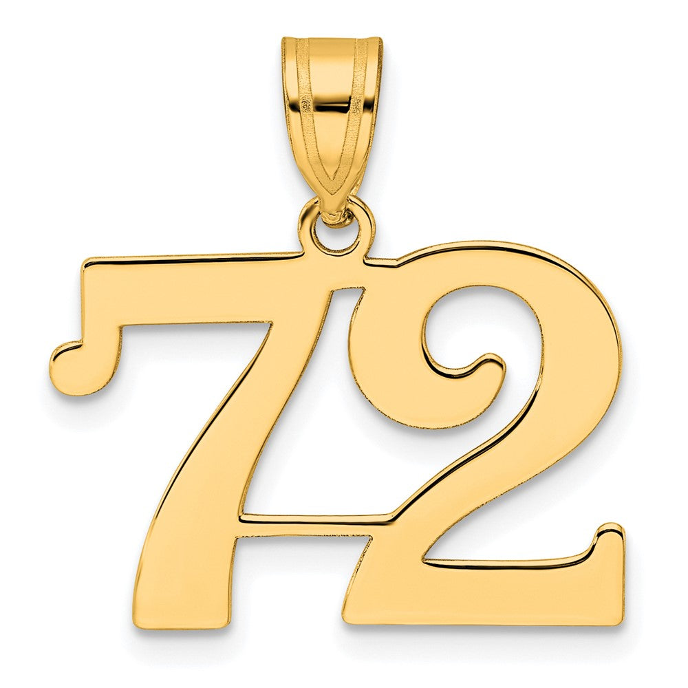 14K Gelbgold Polierter Anhänger Zahl 72