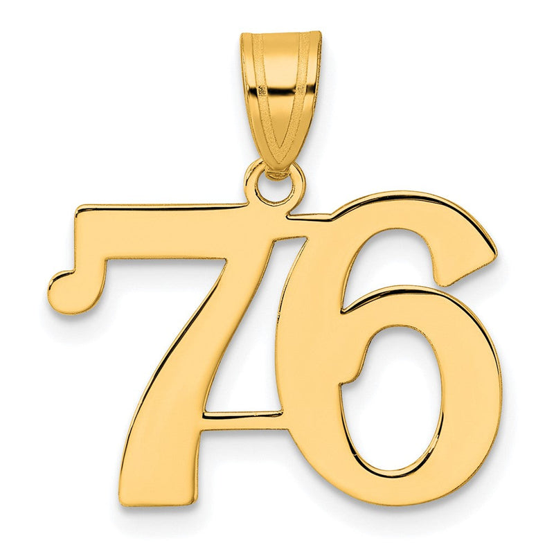 14K Gelbgold Polierter Anhänger "Zahl 76