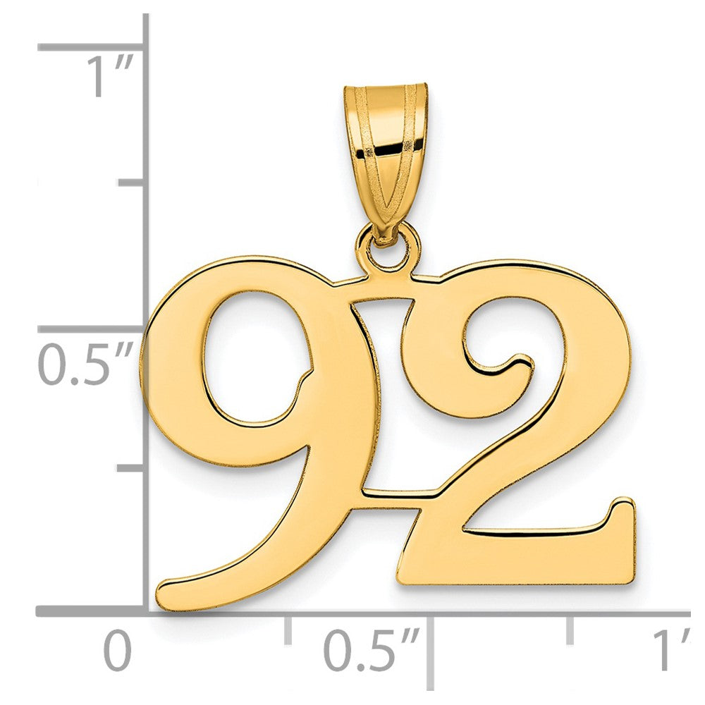 Anhänger Nummer 92 aus 14K Gelbgold, poliert