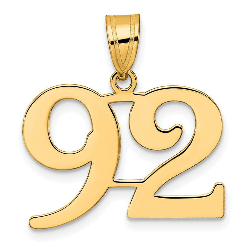 Anhänger Nummer 92 aus 14K Gelbgold, poliert