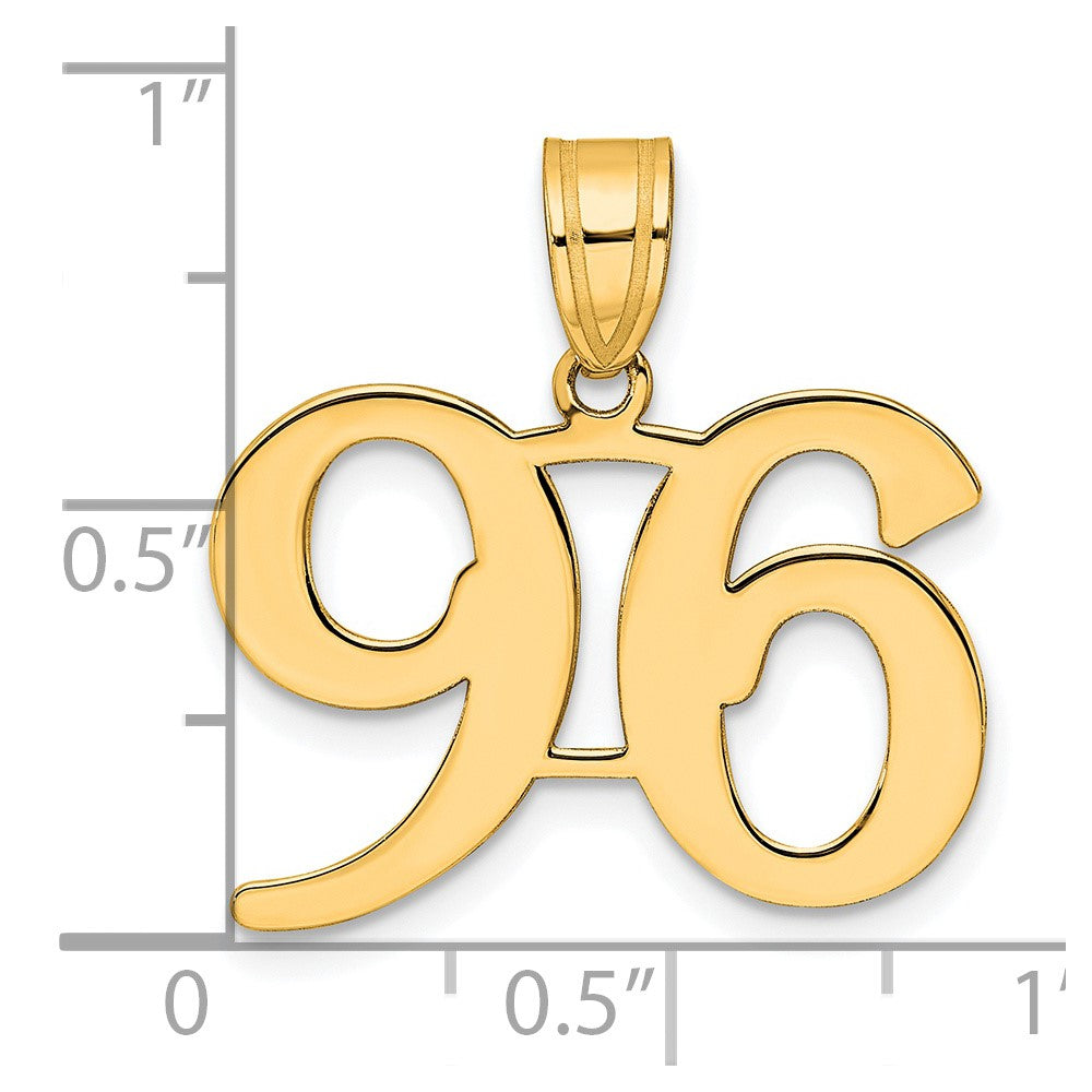 14K Gelbgold Polierter Anhänger Zahl 96