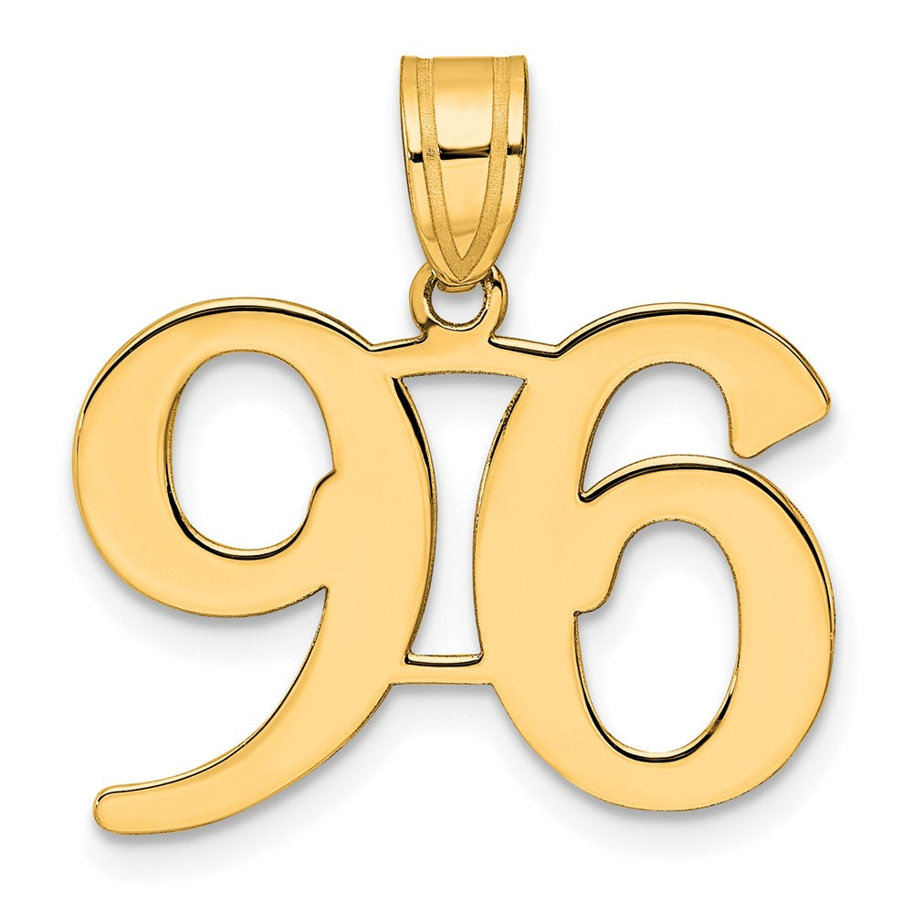 14K Gelbgold Polierter Anhänger Zahl 96