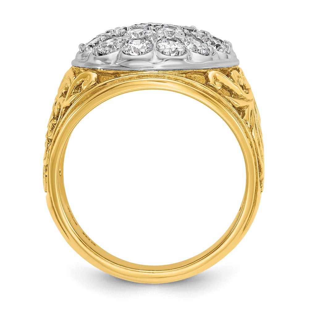 14K Bicolor-Gold Herren-Diamant-Cluster-Ring mit 2 ct