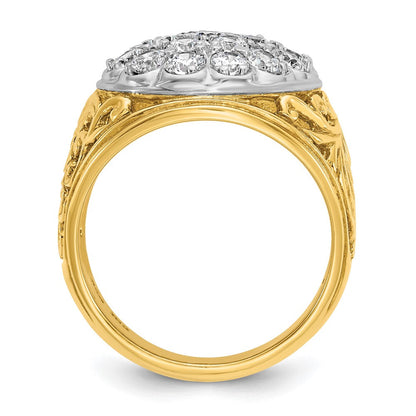 14K Bicolor-Gold Herren-Diamant-Cluster-Ring mit 2 ct