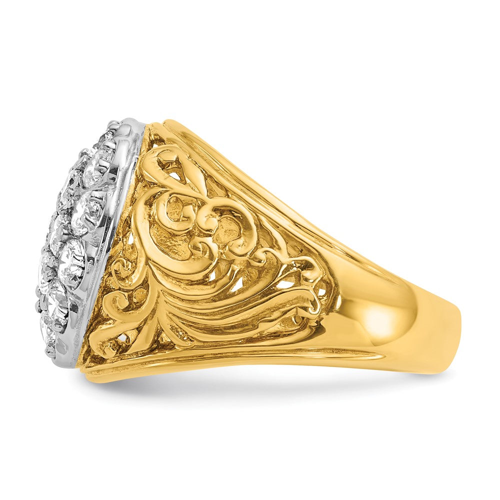 14K Bicolor-Gold Herren-Diamant-Cluster-Ring mit 2 ct