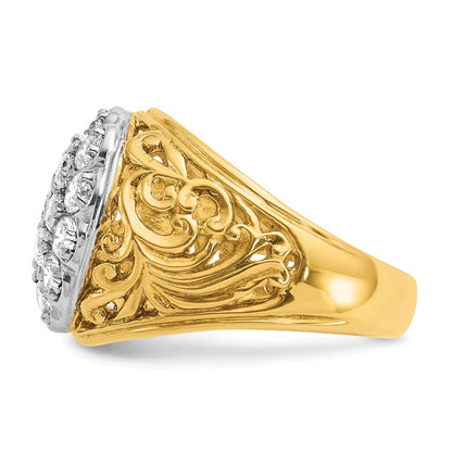 14K Bicolor-Gold Herren-Diamant-Cluster-Ring mit 2 ct