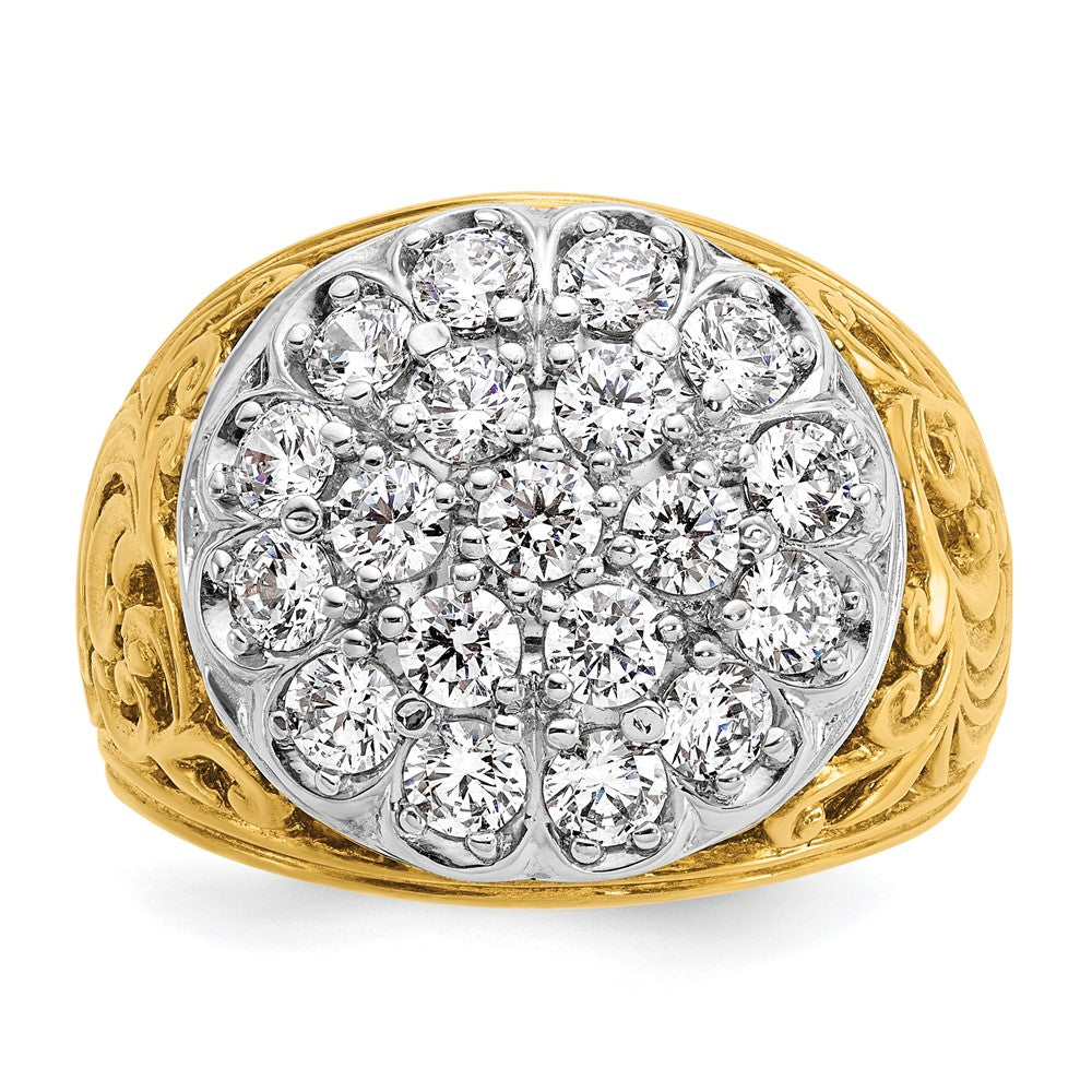 14K Bicolor-Gold Herren-Diamant-Cluster-Ring mit 2 ct