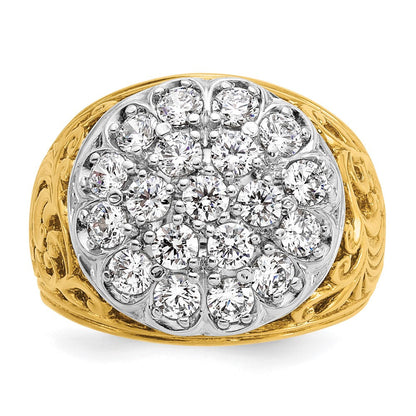 14K Bicolor-Gold Herren-Diamant-Cluster-Ring mit 2 ct