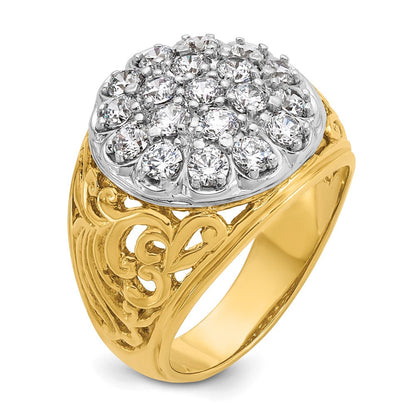 14K Bicolor-Gold Herren-Diamant-Cluster-Ring mit 2 ct