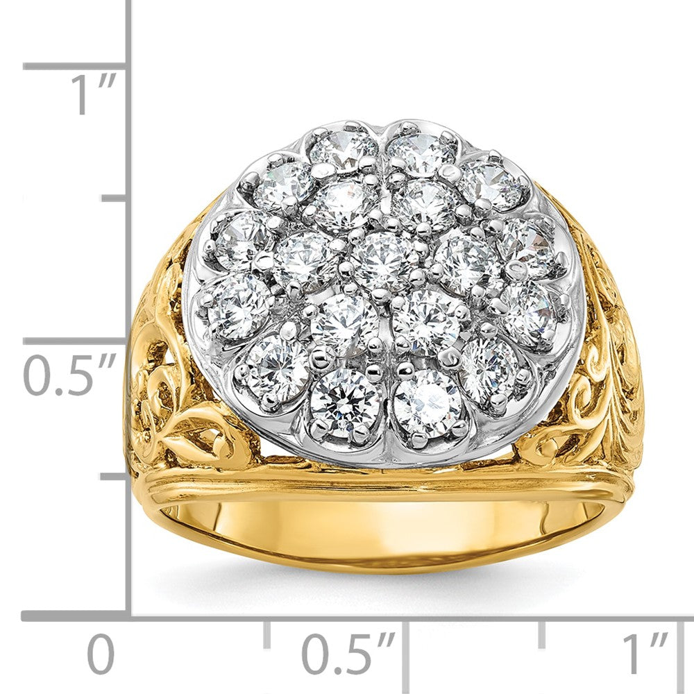 14K Bicolor-Gold Herren-Diamant-Cluster-Ring mit 2 ct