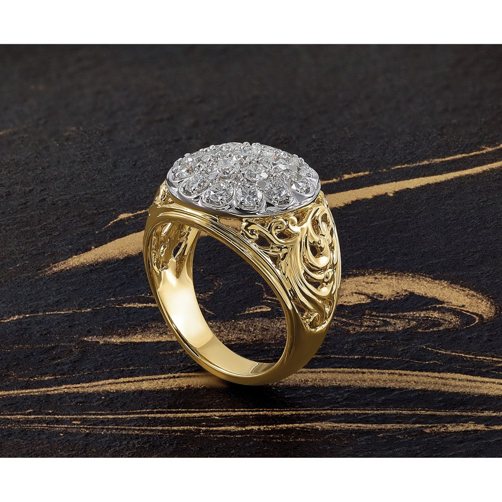 14K Bicolor-Gold Herren-Diamant-Cluster-Ring mit 2 ct