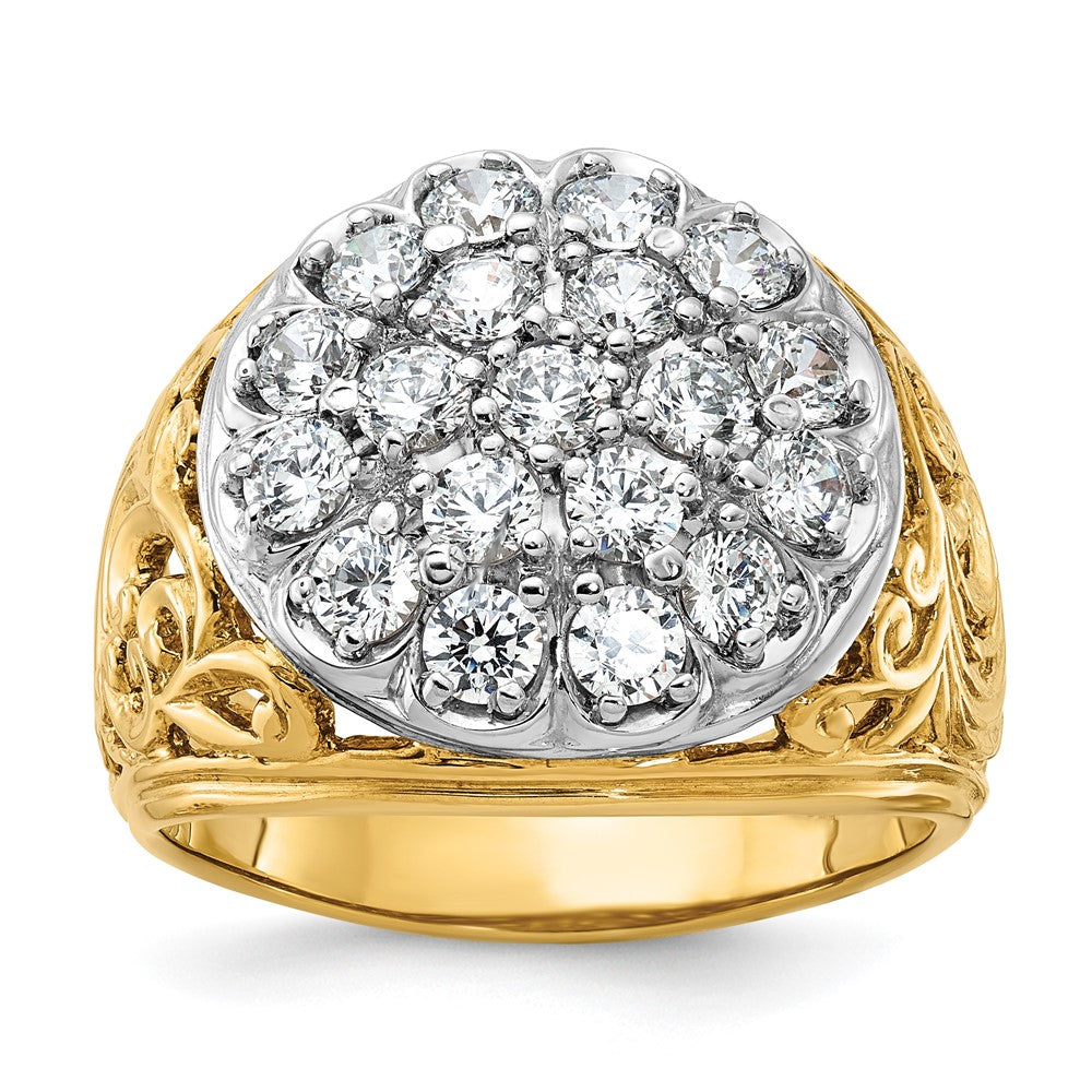 14K Bicolor-Gold Herren-Diamant-Cluster-Ring mit 2 ct