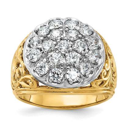 14K Bicolor-Gold Herren-Diamant-Cluster-Ring mit 2 ct