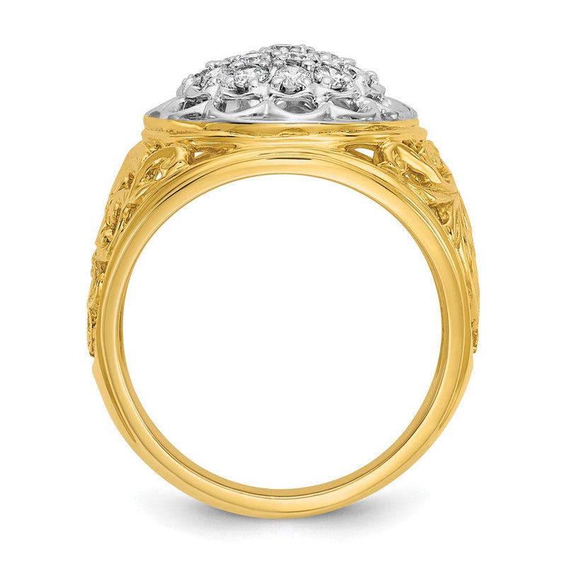 14K Bicolor-Gold Herren-Ring mit Cluster aus 2,0K Labordiamanten