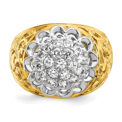 14K Bicolor-Gold Herren-Ring mit Cluster aus 2,0K Labordiamanten