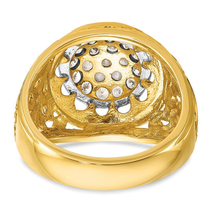 14K Bicolor Gold Herren-Ring mit 1K Diamant-Cluster, komplett
