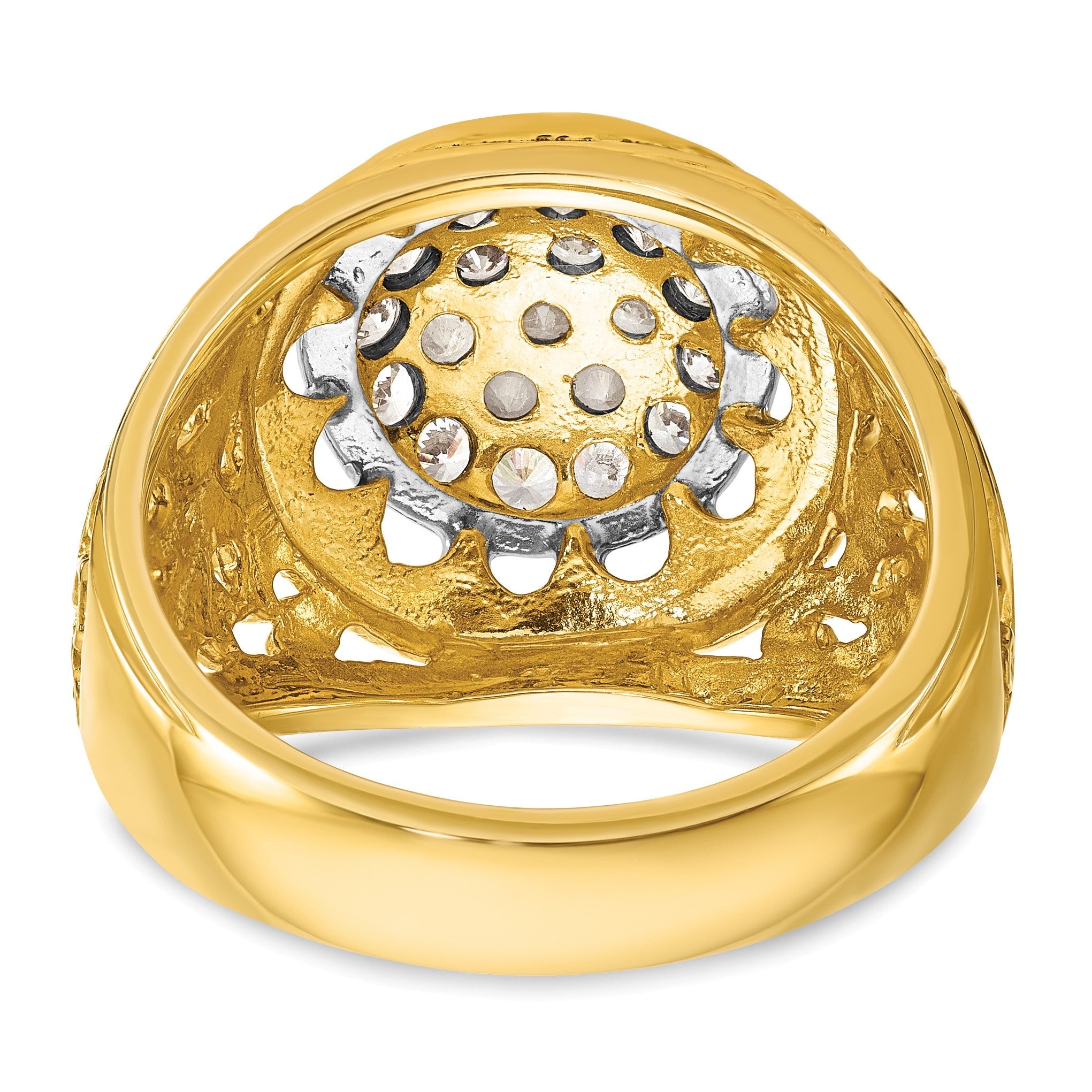 14K Bicolor-Gold Herren-Ring mit Cluster aus 2,0K Labordiamanten