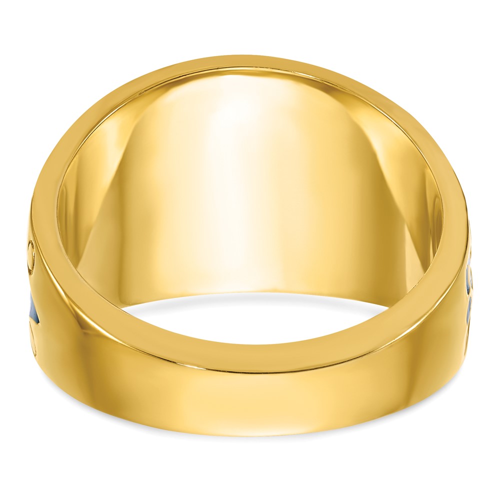 10K Bicolor Ibgoodman Herren Poliert und Strukturiert mit Blau Schwarz Emaille Diamant Lodge Master Freimaurer Ring