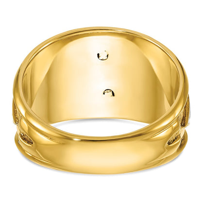 14K Zweifarbiges Gold Herren-Freimaurerring, poliert und texturiert, mit schwarzer und weißer Emaillierung und Diamant, Schottischer Ritus 32. Grad