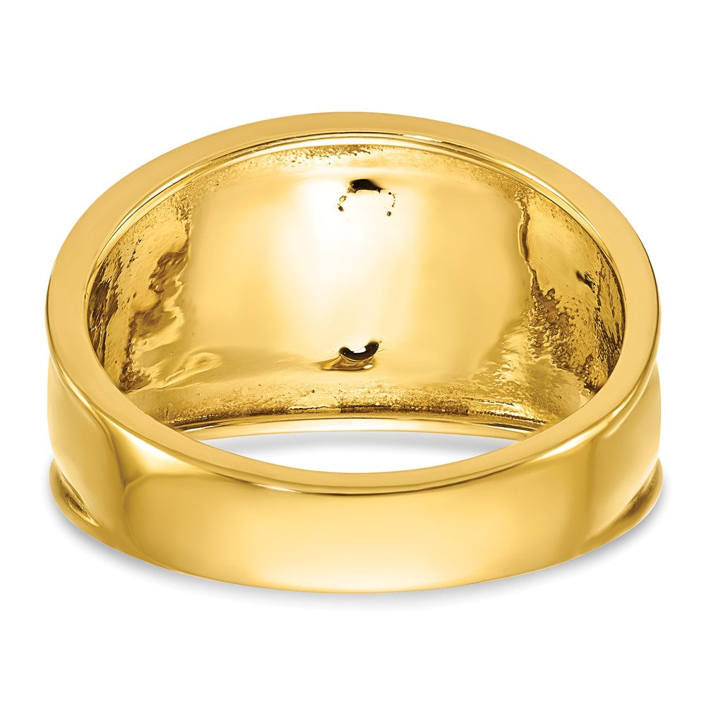14K Bicolor-Gold Herren-Siegelring, poliert und texturiert, mit schwarzer Emaille und Diamant, Freimaurer-Ring 32. Grad Scottish Rite
