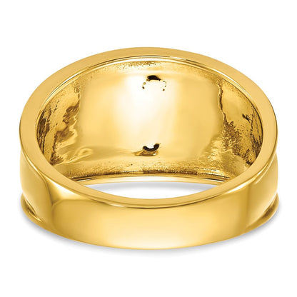14K Bicolor-Gold Herren-Siegelring, poliert und texturiert, mit schwarzer Emaille und Diamant, Freimaurer-Ring 32. Grad Scottish Rite