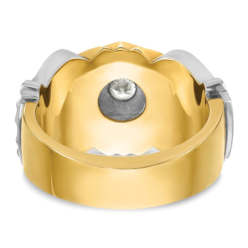 14K Bicolor-Gold Herrenring, poliert und texturiert, mit mehrfarbiger Emaille und Diamanten, Tempelritter Freimaurer Shriners-Ring