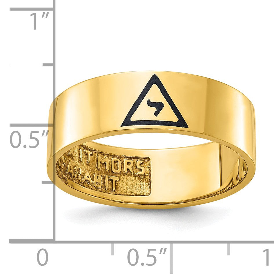10K Gelbgold Ibgoodman Herren Poliert mit Schwarz Emaille 14th Degree Grand Elect Freimaurer Ring